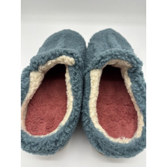 LL Bean Women's Sherpa Slippers Fleece Lined Blue Cozy Winter Loafers Size 7 - Picture 5 of 10